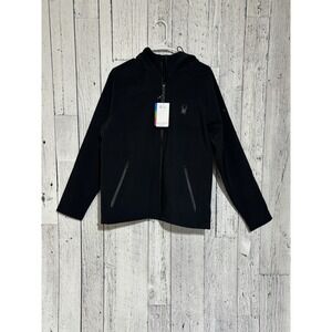 Spyder Men's ProWB Water Resistant Black Jacket Size S NWT Full Zip Hooded Coat